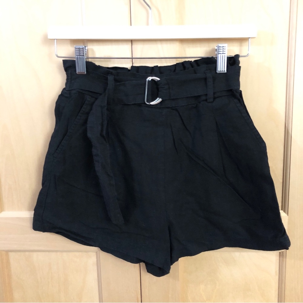 SWS | Black belted linen-blend shorts (S)